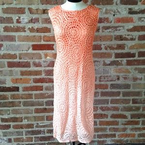 Lafayette 148 Orange Sleeveless Midi Dress Small